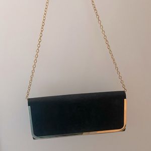 Black Faux Snake Skin Bag with Gold